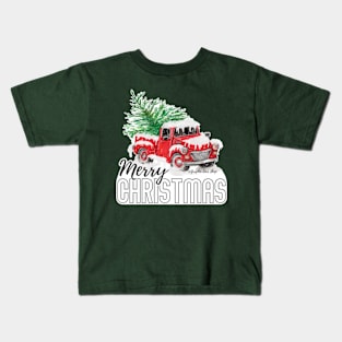 Merry Christmas, Vintage Red Truck © GraphicLoveShop Kids T-Shirt